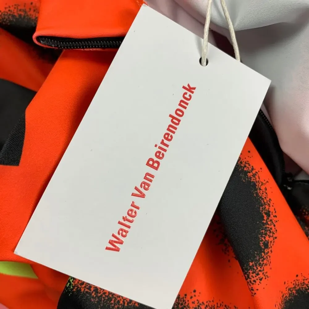 WALTER VAN BEIRENDONCK SS22 Size L Orange Graphic Nylon Jersey Bike Top